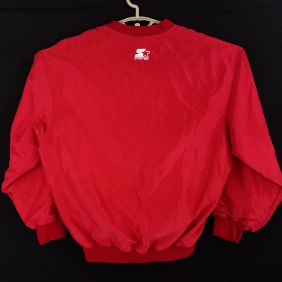 Vintage Blank Plain Red Starter Jacket Windbreaker - Picture 5 of 6